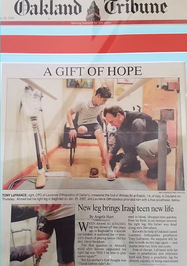 Palestinian teen receiving prosthetic leg
